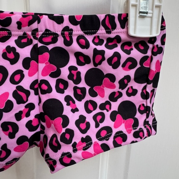 NWOT Disney 12M Pink & Black Leopard Print Minnie Mouse Swim Shorts Bathingsuit - Picture 2 of 4